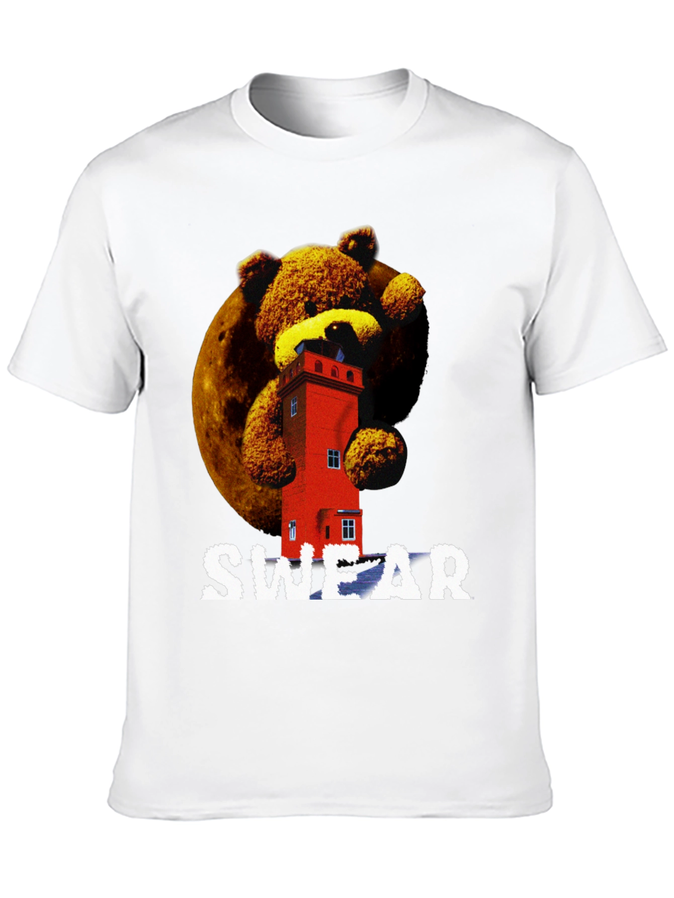 Novelty Graphic T-Shirt - Bear & Building