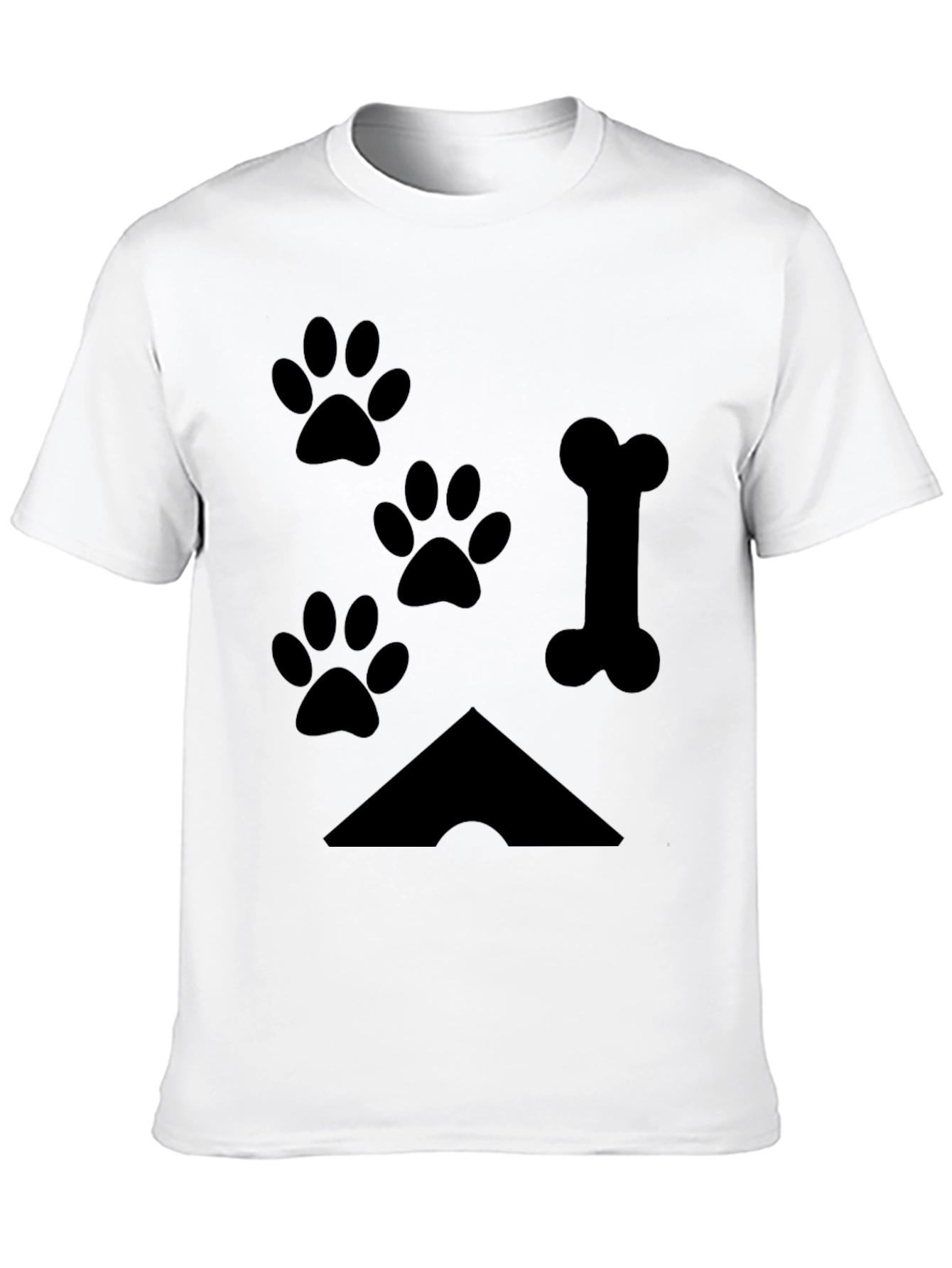 Paw Prints & Bone Black T-Shirt