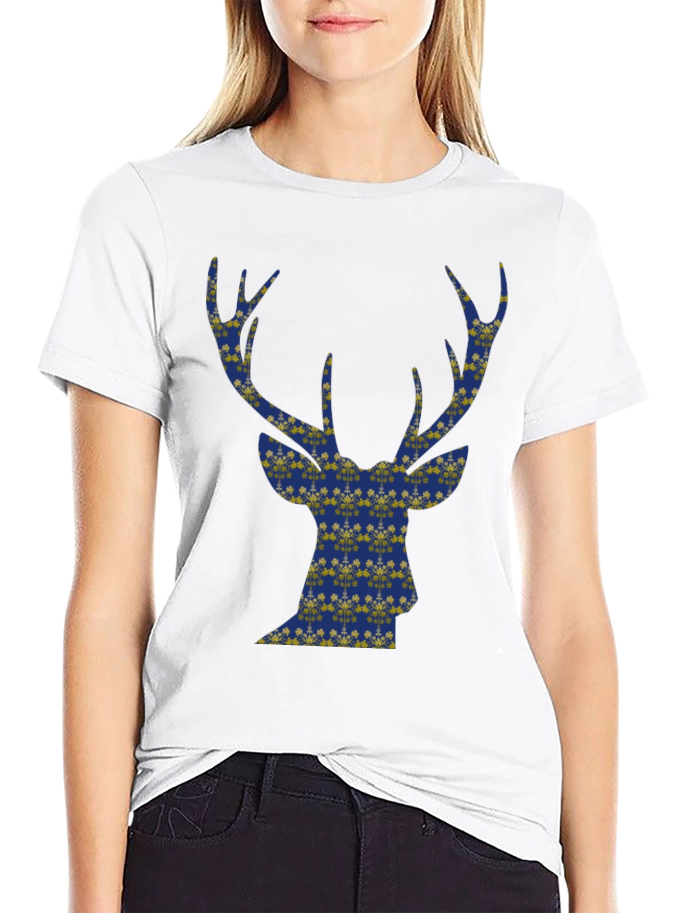 Deer Silhouette T-Shirt - Stylish Holiday Graphic Tee