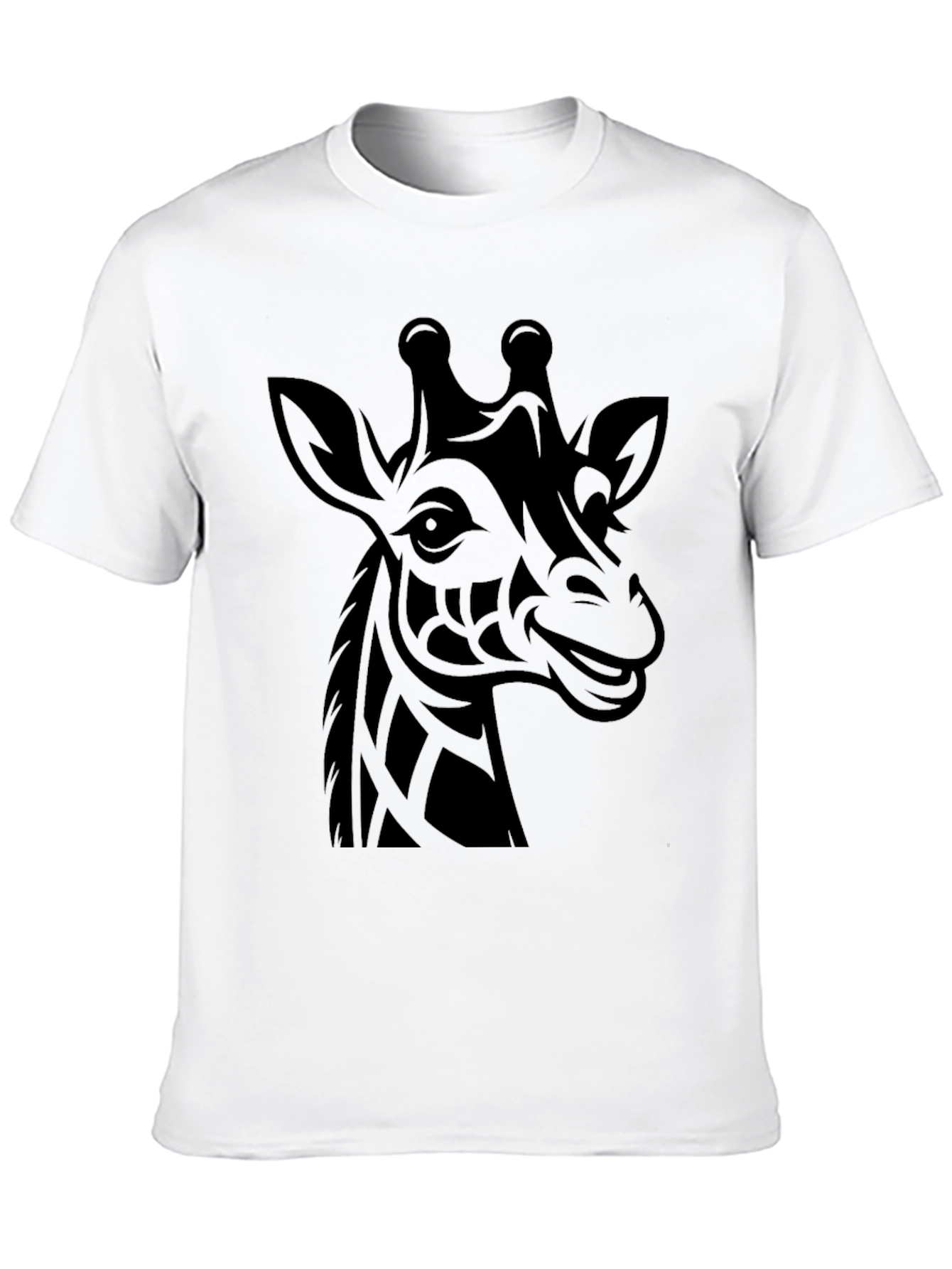 Tribal Giraffe Graphic Tee - Black Cotton T-Shirt