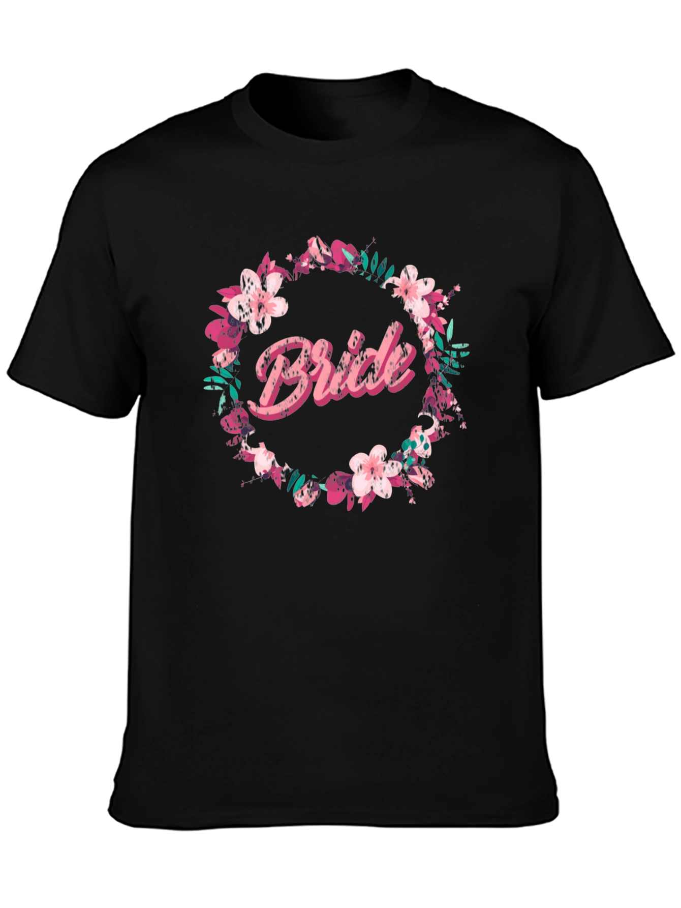 Bride Floral Wreath Graphic Tee - Black