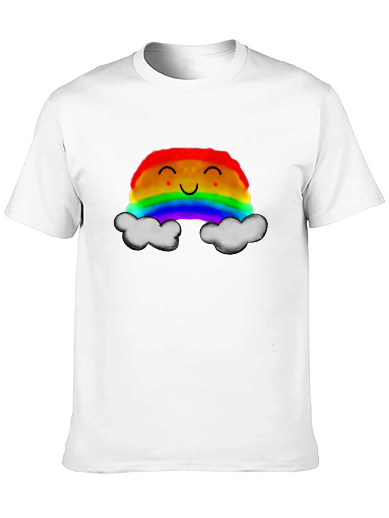 Rainbow Cloud Graphic T-Shirt - Cheerful Design