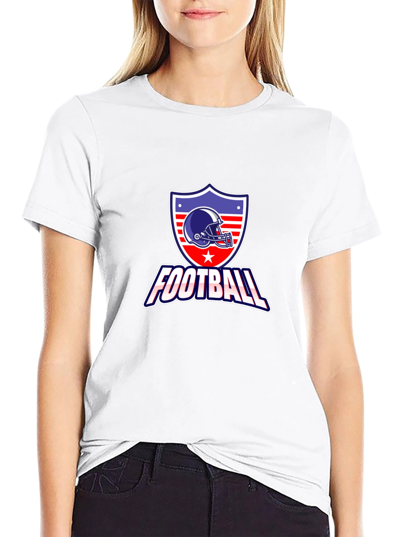 Football Graphic Tee - Patriotic Shield Design
