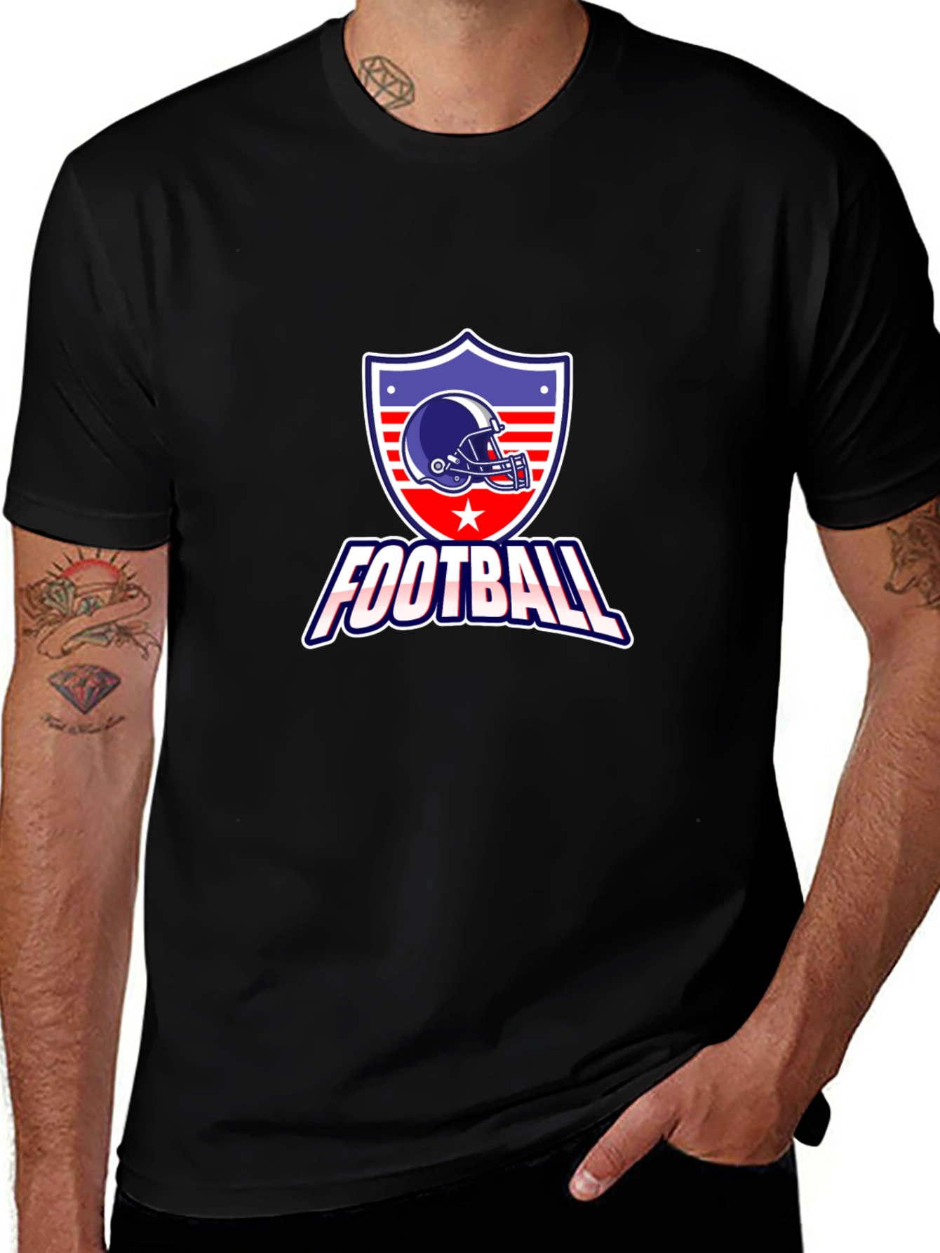 Football Graphic Tee - Patriotic Shield Design
