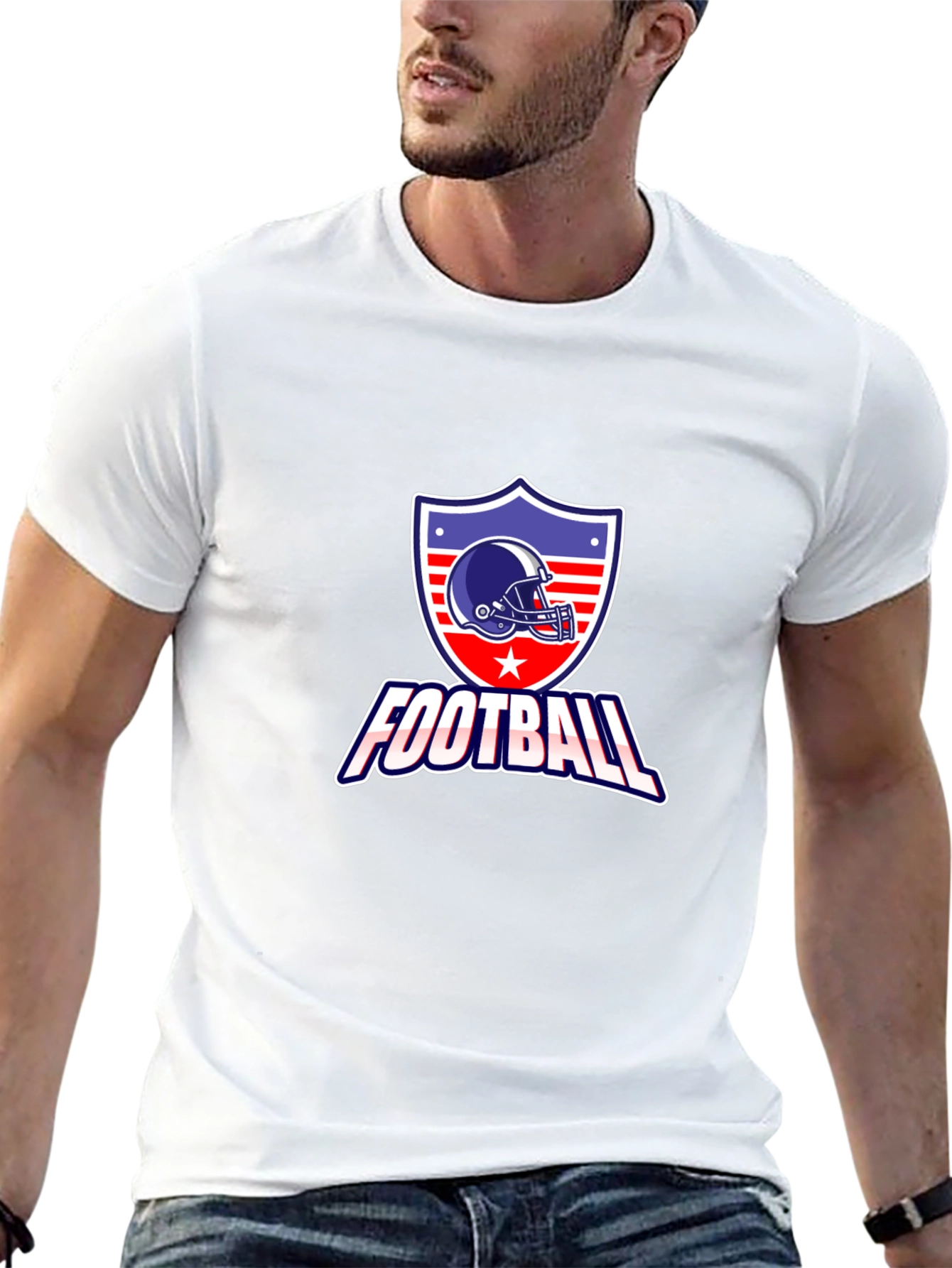 Football Graphic Tee - Patriotic Shield Design