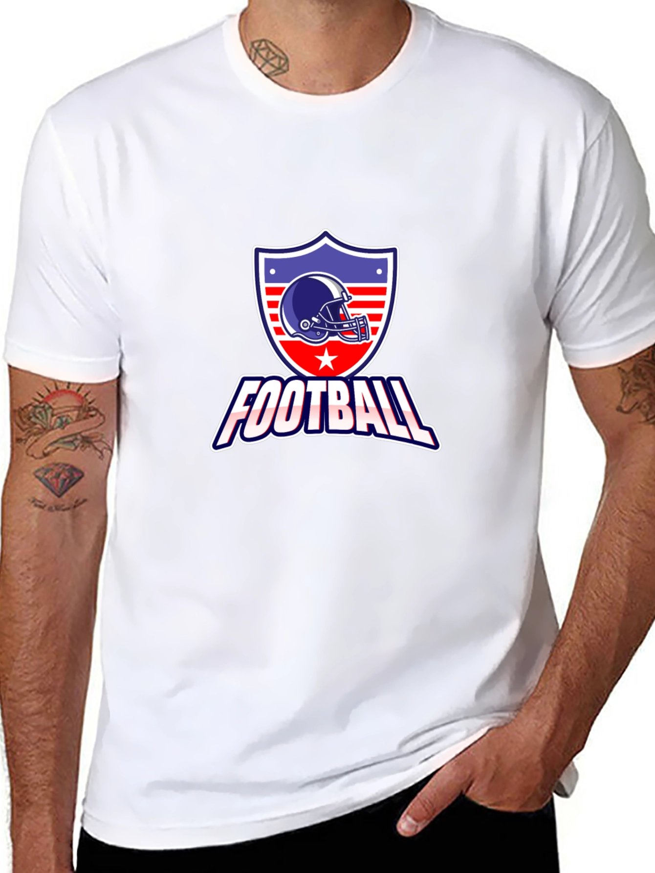 Football Graphic Tee - Patriotic Shield Design