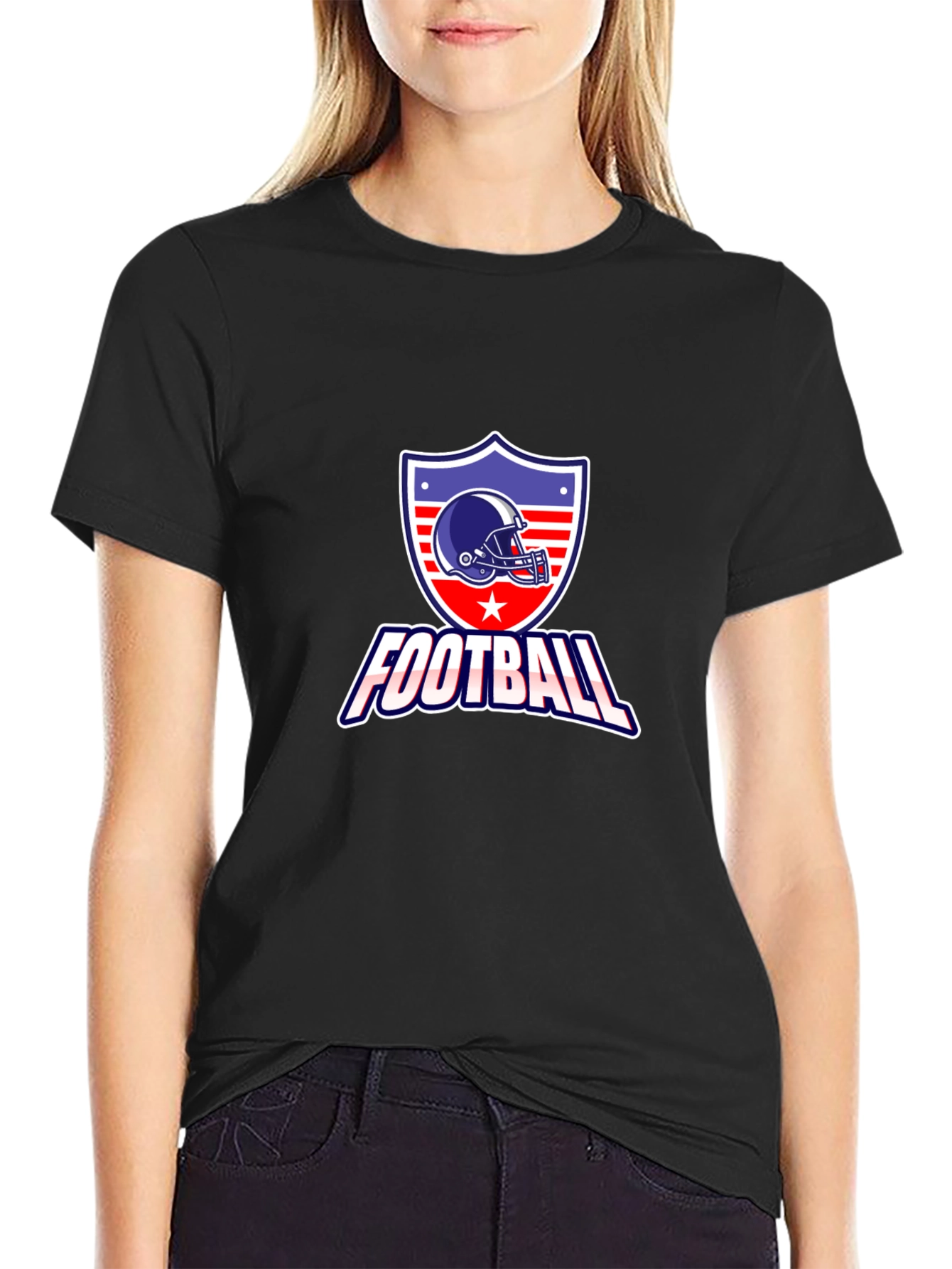 Football Graphic Tee - Patriotic Shield Design