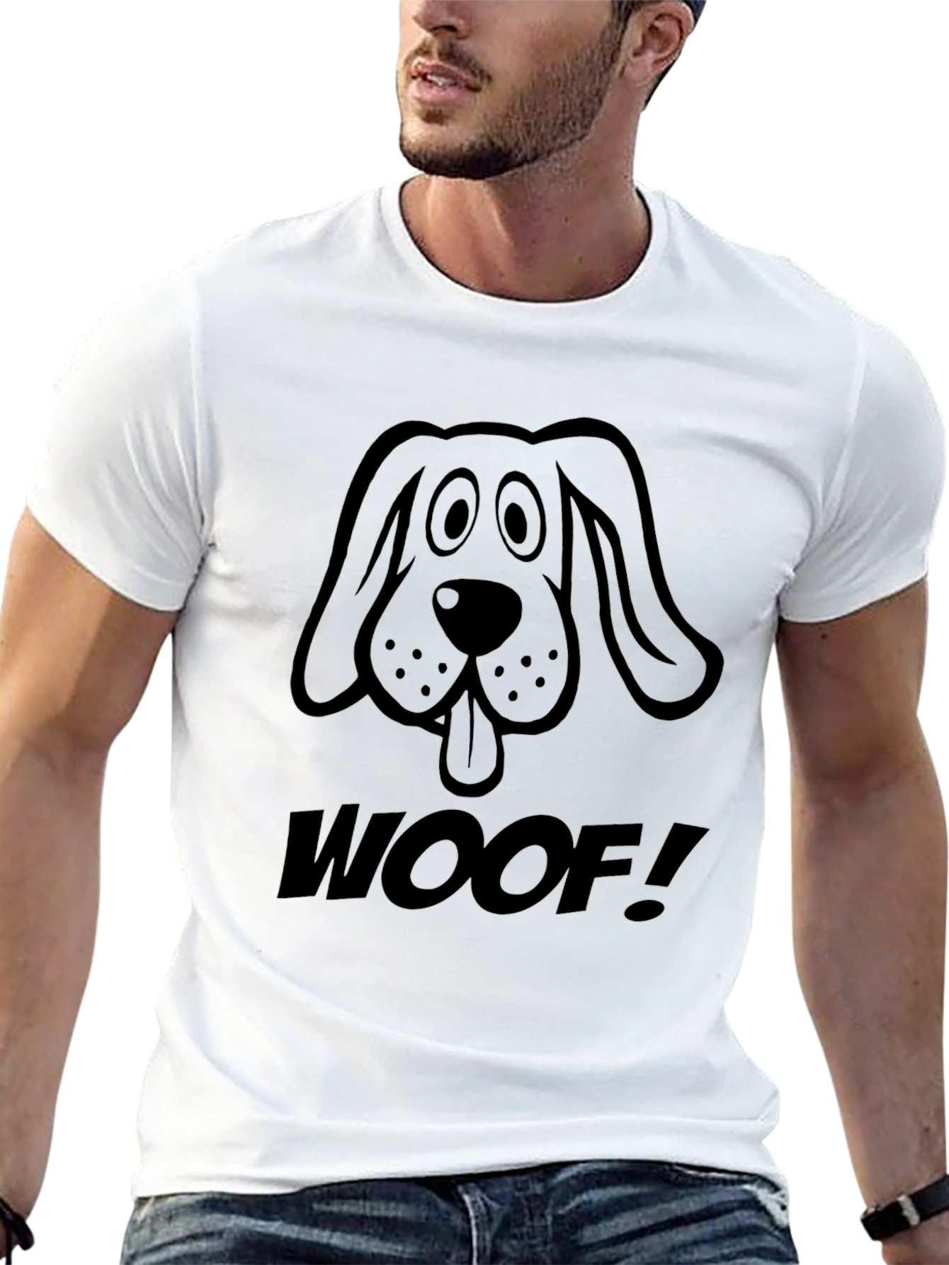 Woof! Graphic Dog T-Shirt - Casual Black Tee