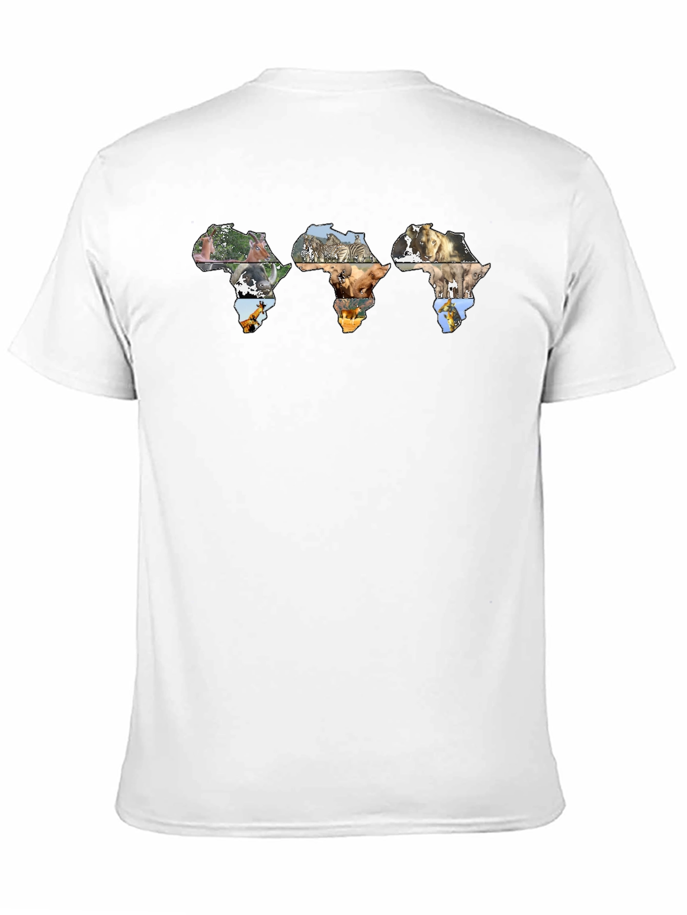 Africa Continent Wildlife Print Black T-Shirt