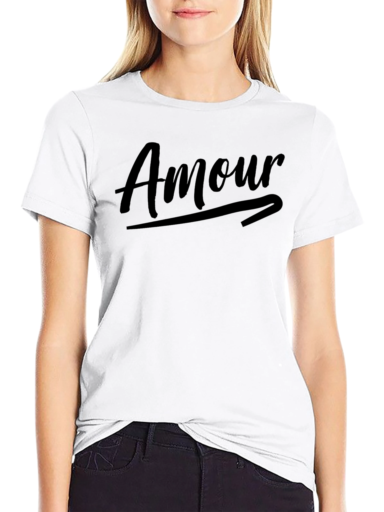 Amour Graphic Tee - Stylish Black Casual T-Shirt