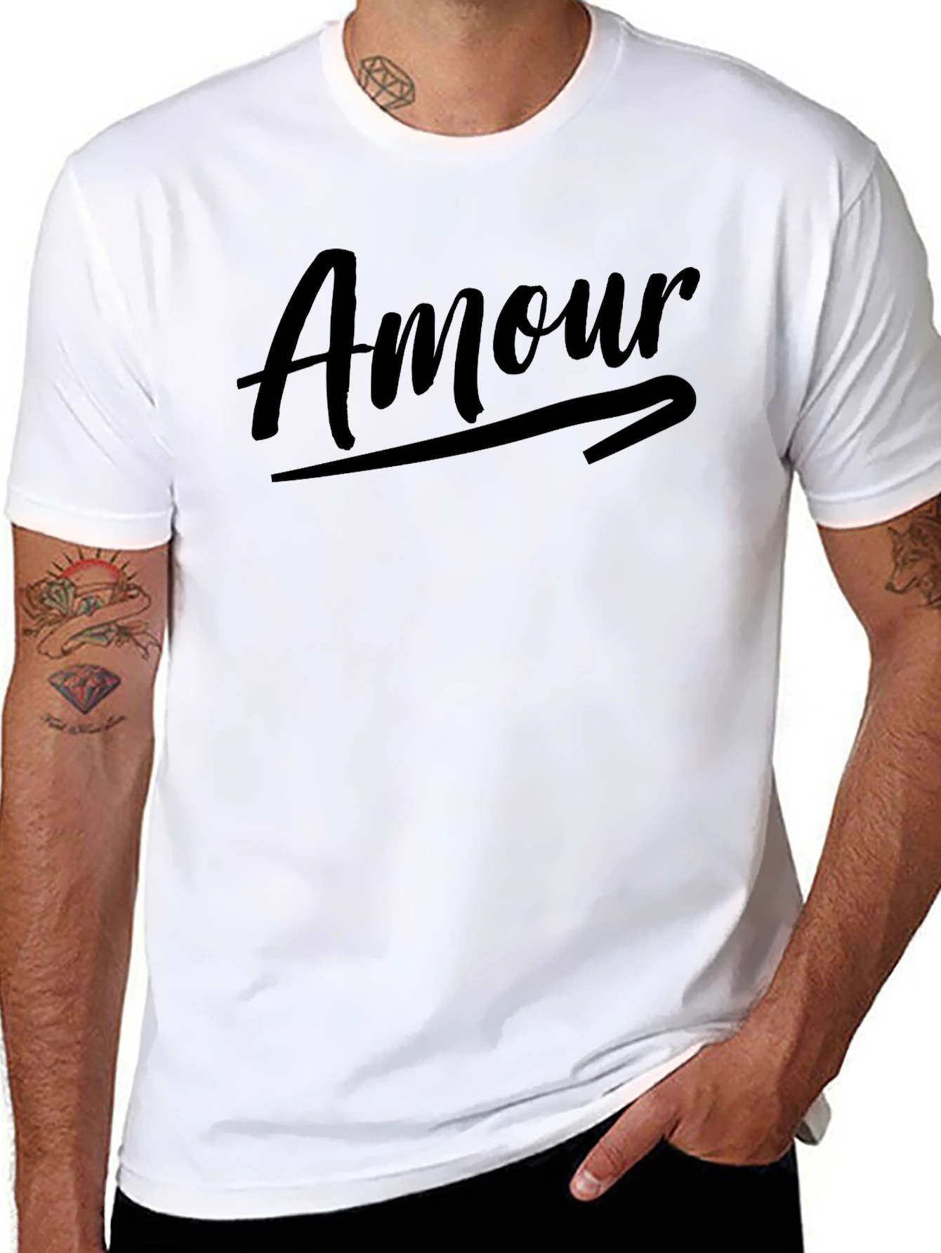 Amour Graphic Tee - Stylish Black Casual T-Shirt