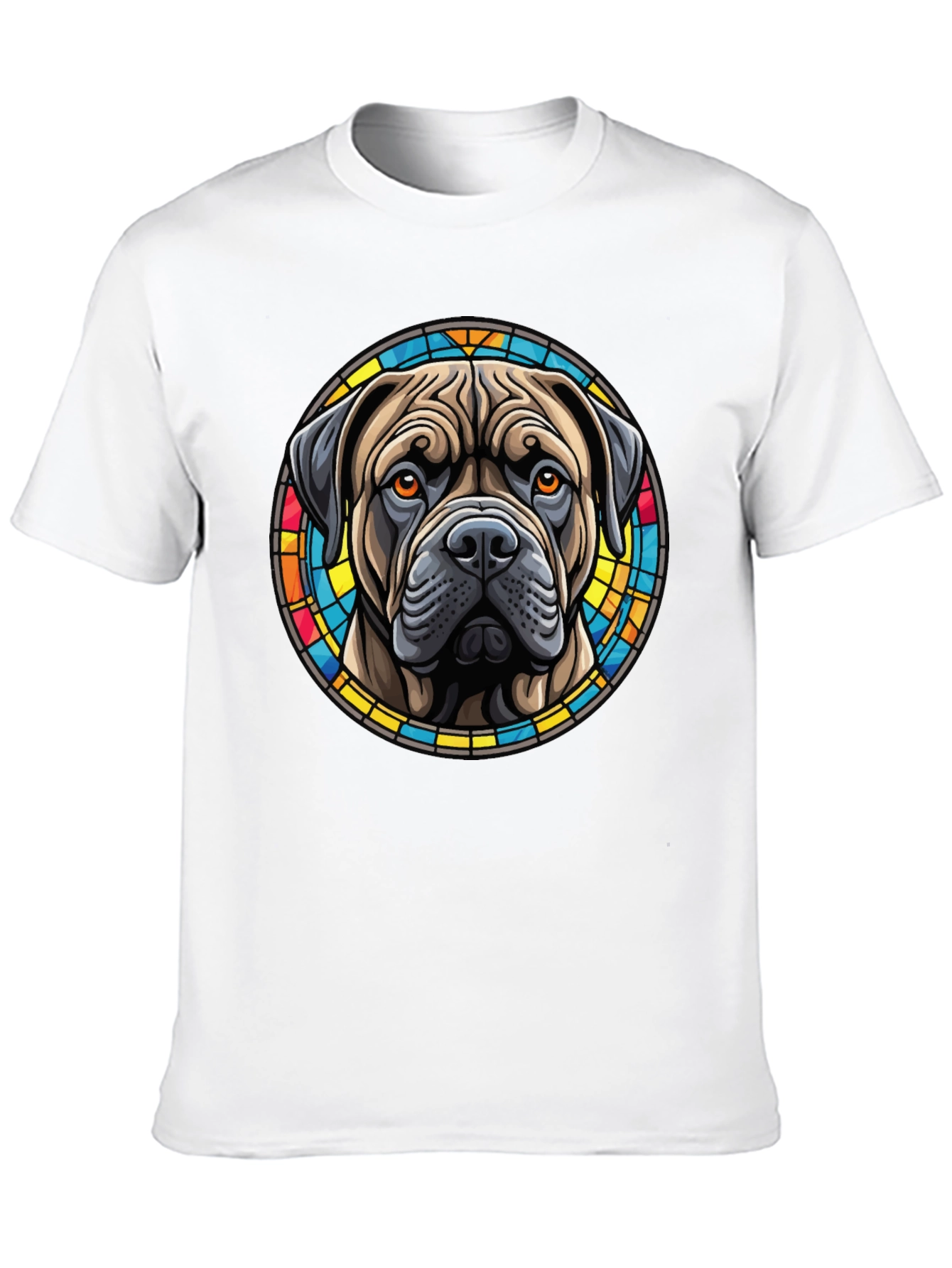 Bullmastiff Dog Stained Glass Style Graphic T-Shirt