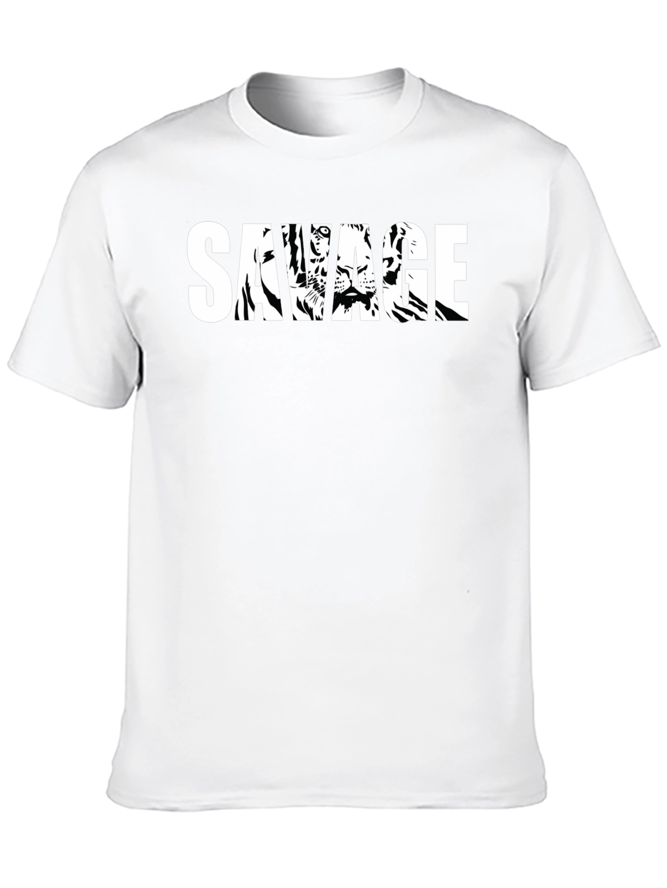 Savage Tiger Graphic Print T-Shirt - Black