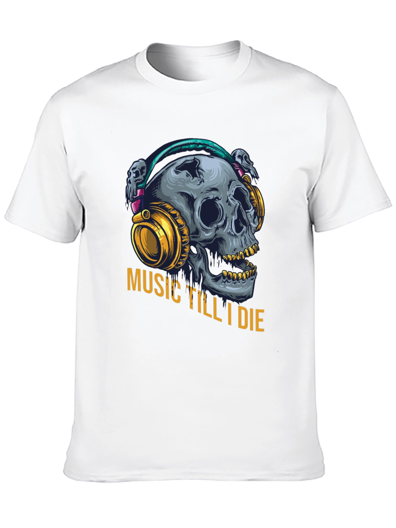 Music Till I Die Skull Graphic Tee - Black