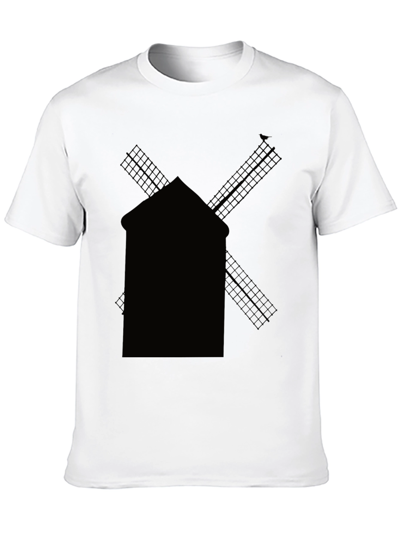 Black Windmill Graphic Tee - Casual Cotton Shirt