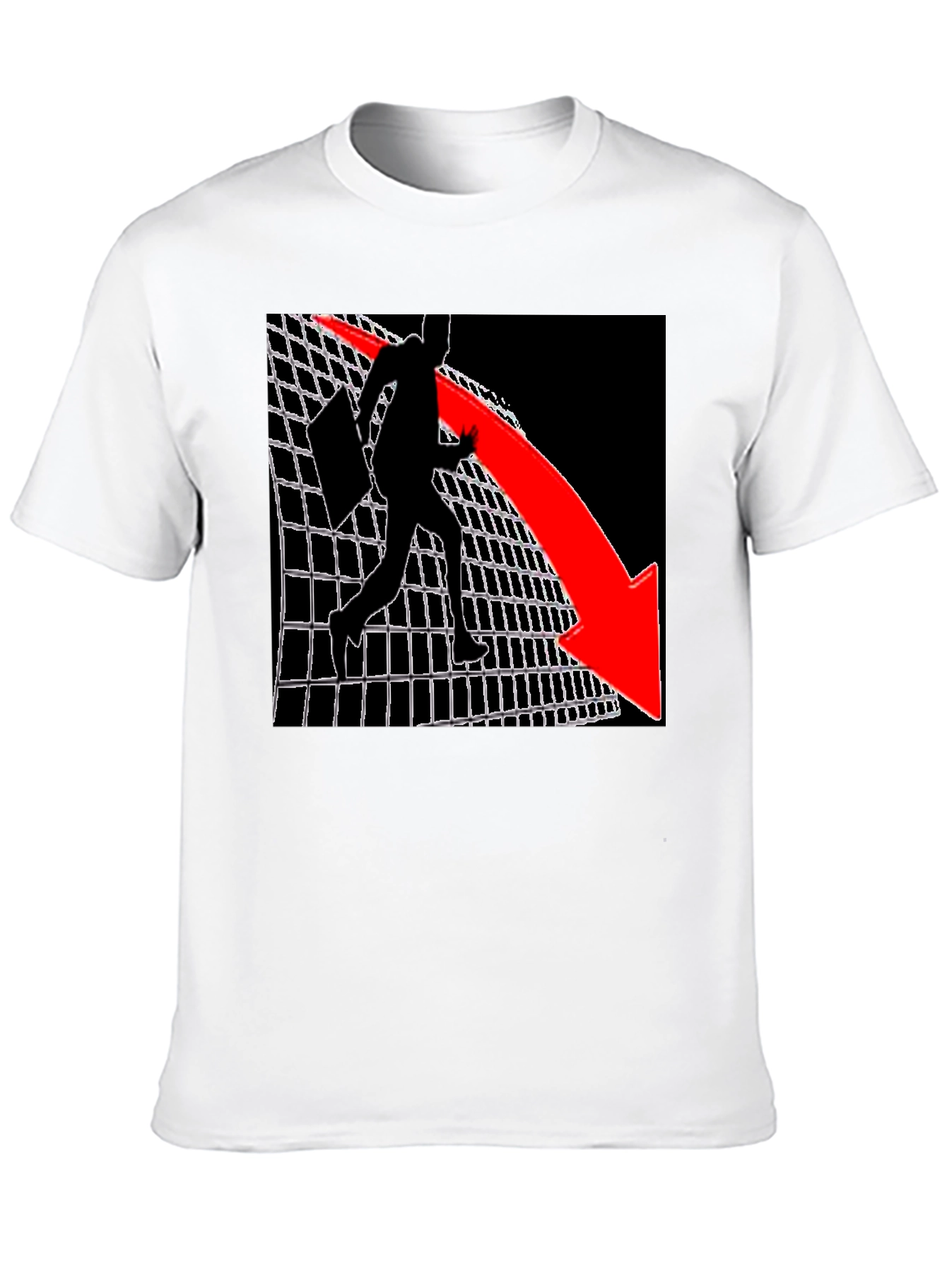 Graphic Tee - Man on Grid with Red Arrow