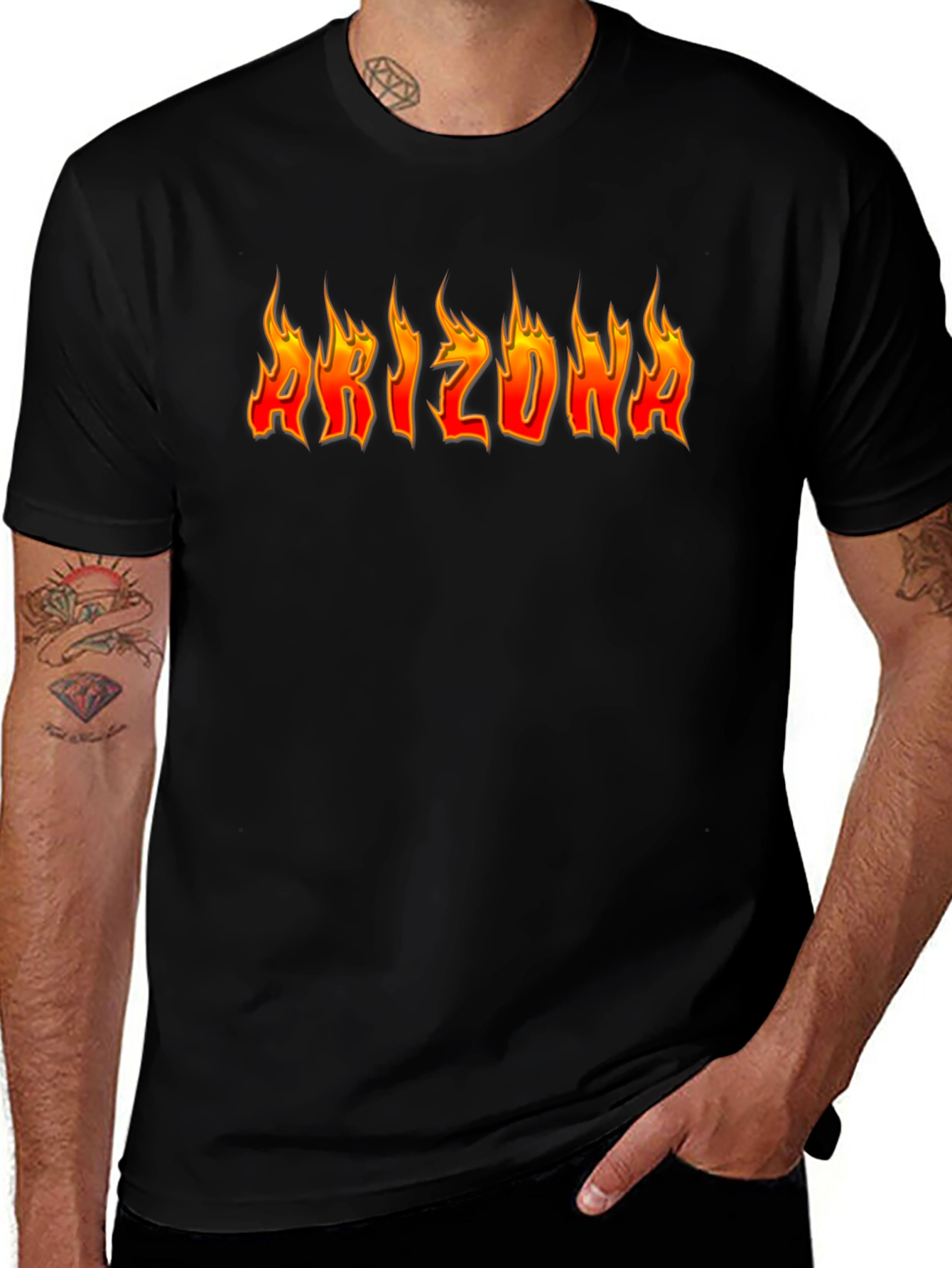 Fiery Arizona Graphic Tee - Black Cotton Blend
