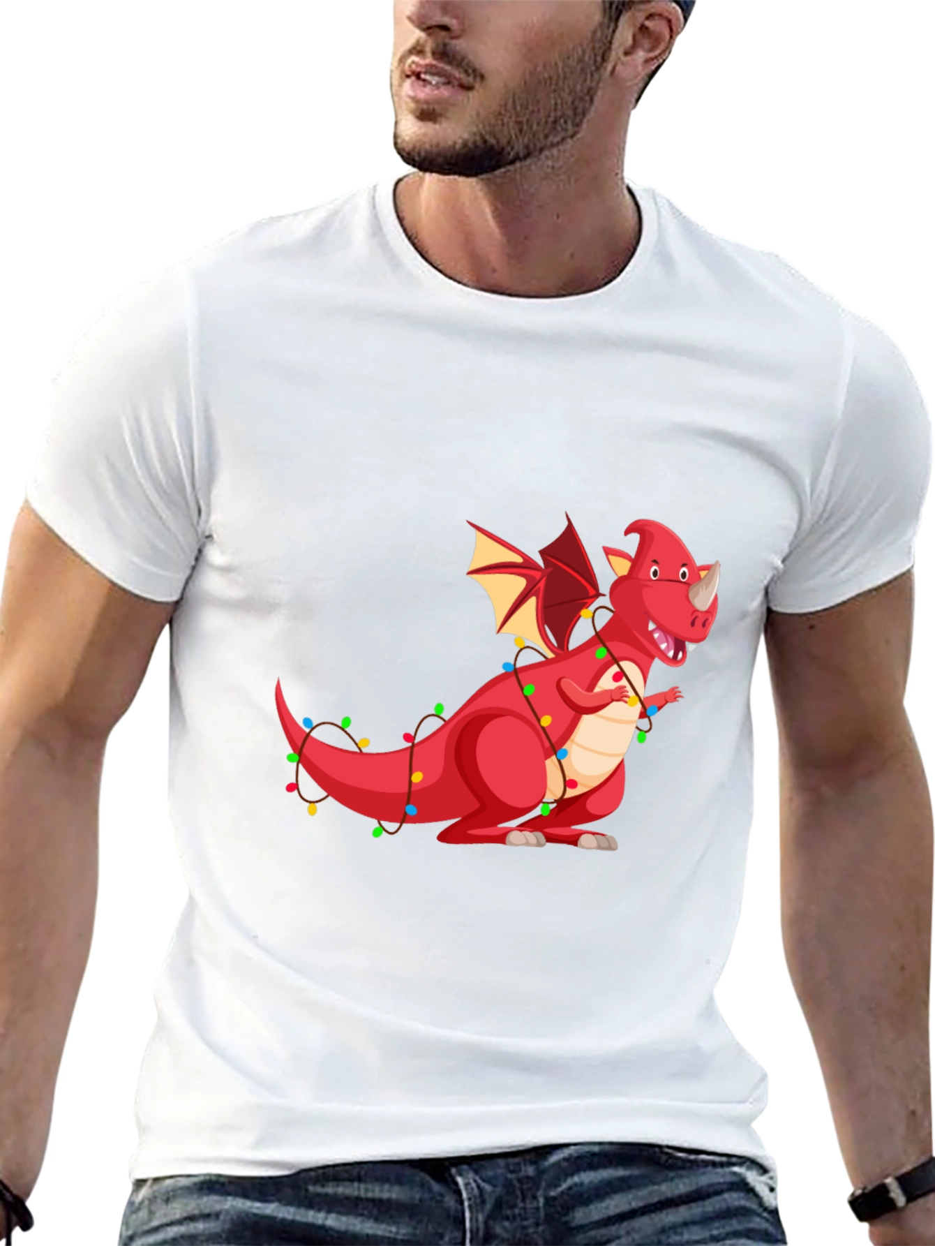Festive Dragon Graphic T-Shirt - Holiday Fun