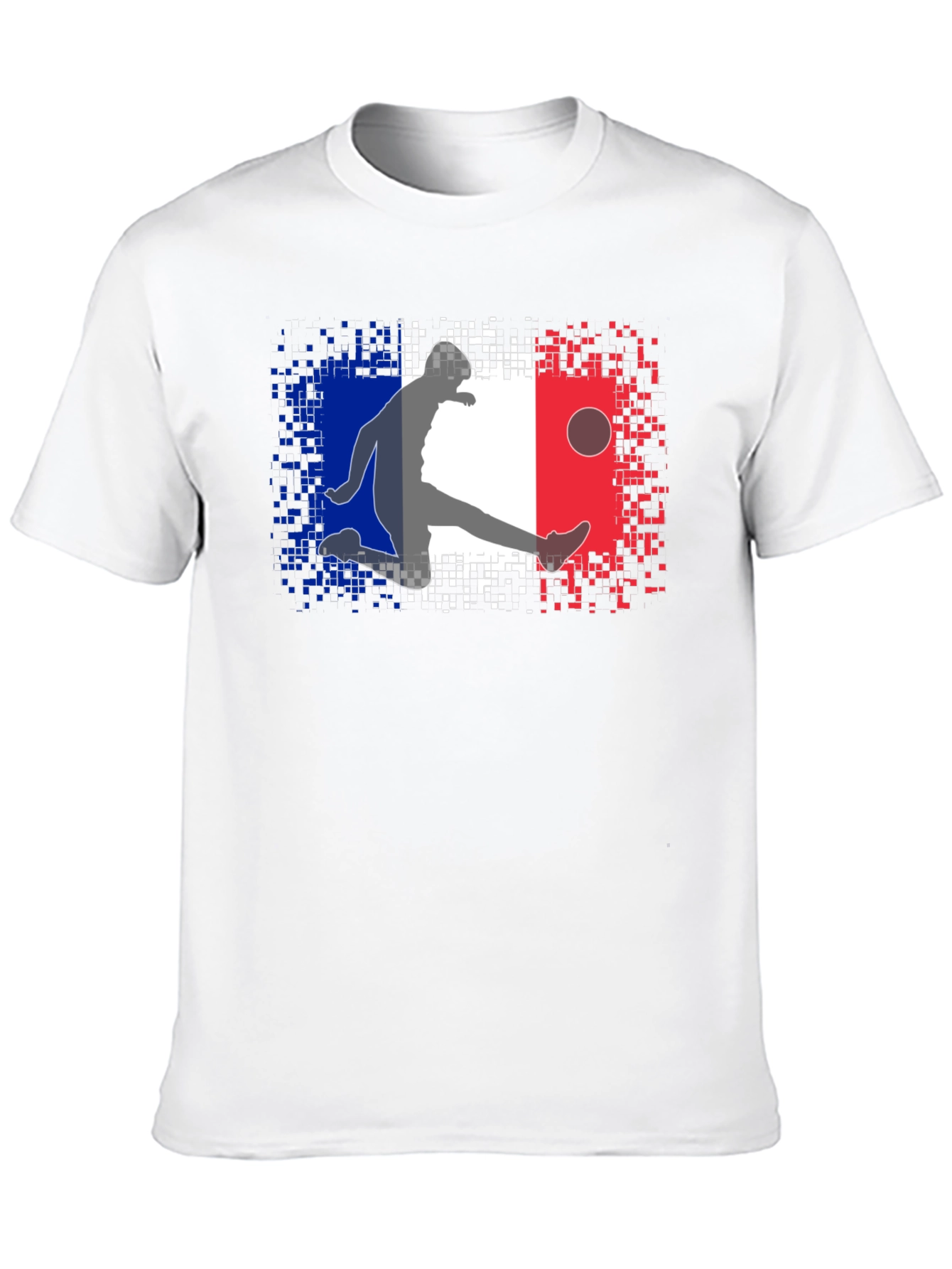 French Flag Soccer Player Black T-Shirt