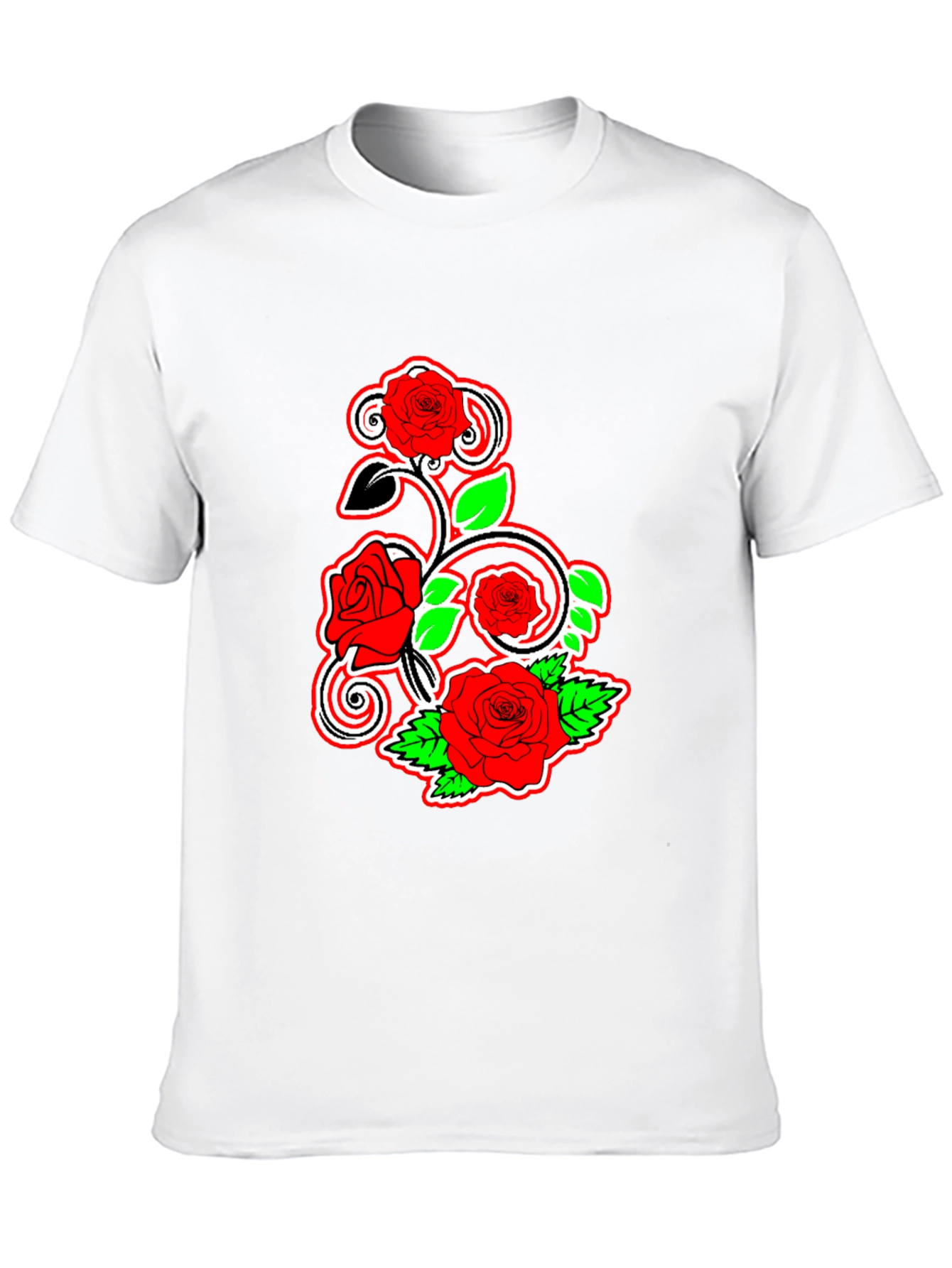 Floral Rose Graphic Tee - Black