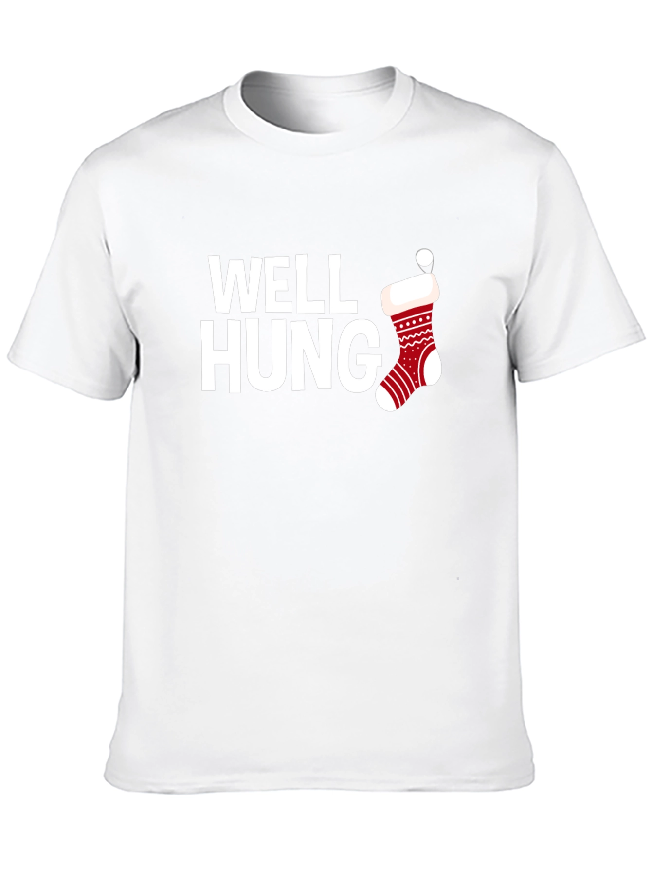 Well Hung Christmas Stocking Black T-Shirt