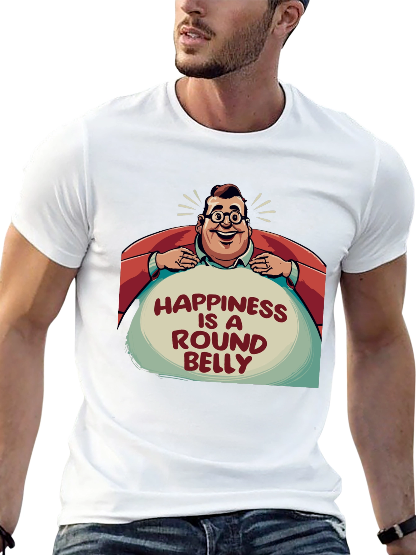 Happiness is a Round Belly Graphic T-Shirt