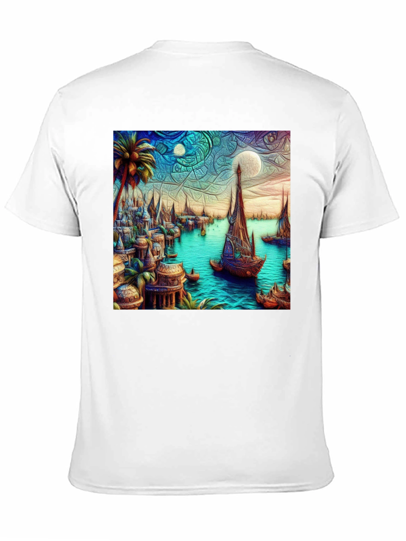 Exotic Seafront Town Graphic Tee - Stylish Comfort
