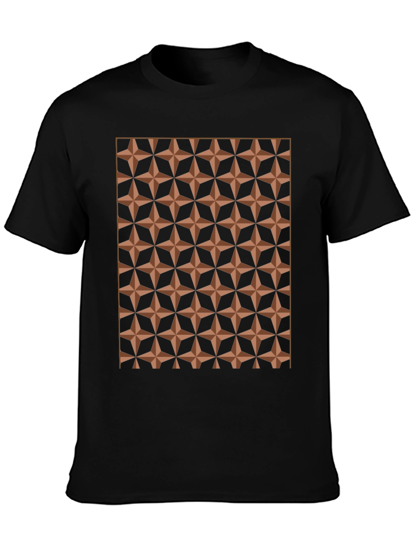 Geometric Star Pattern Black T-Shirt