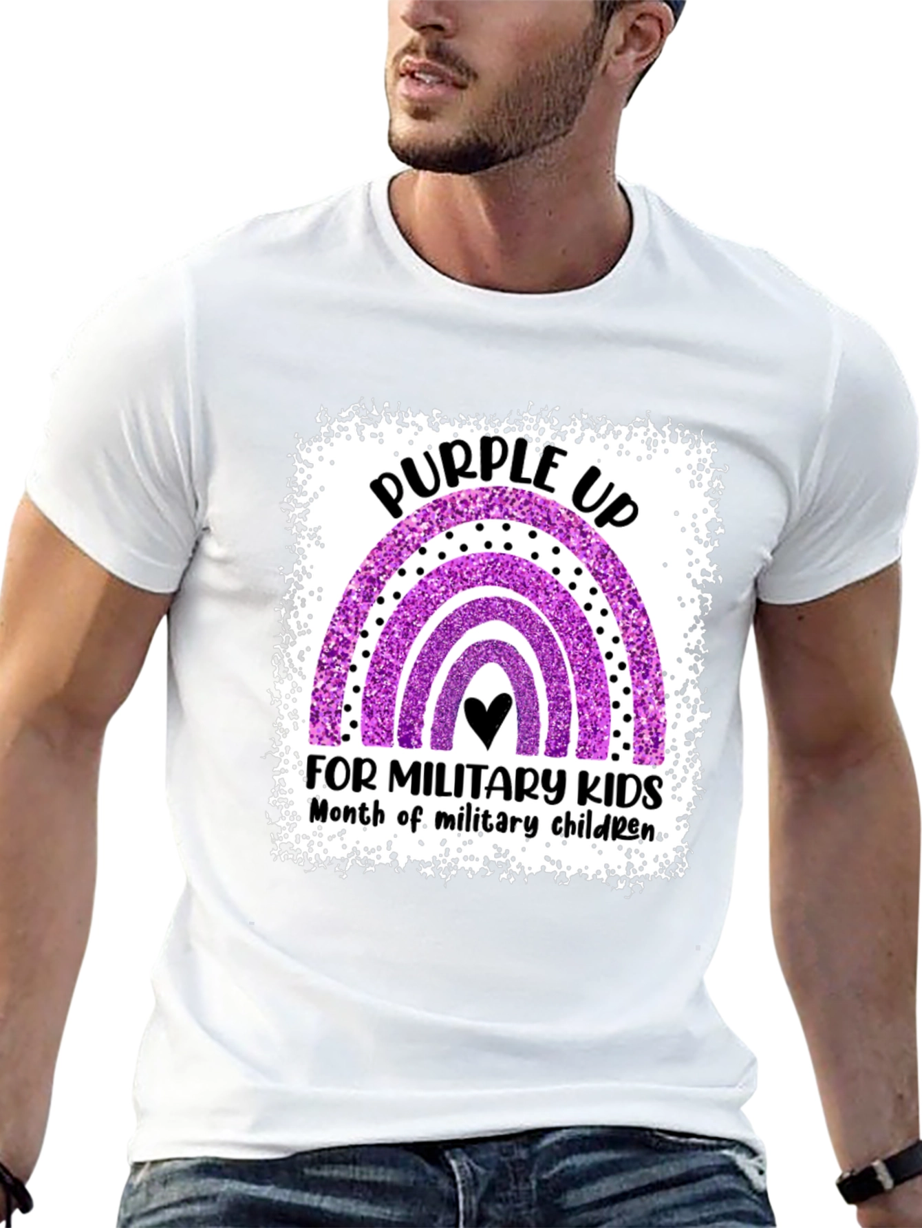 Purple Up Rainbow Military Kids T-Shirt