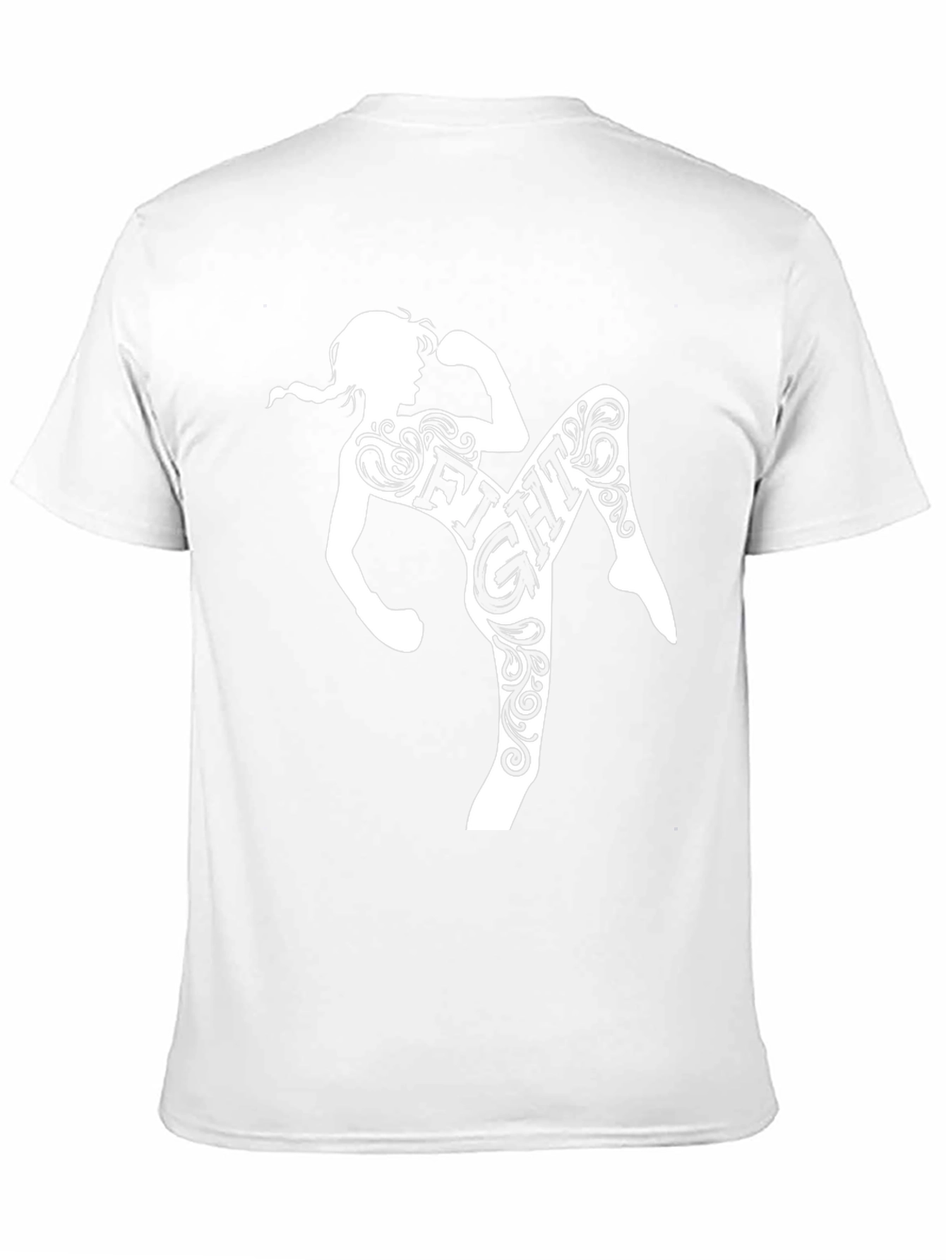 Fight Muay Thai Woman Silhouette Black T-Shirt