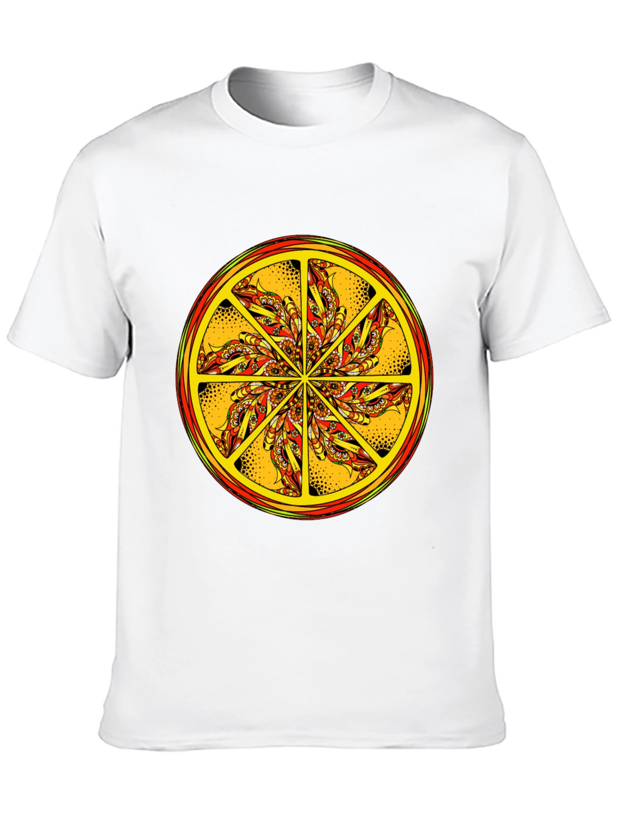 Vibrant Mandala Graphic Tee - Black Cotton Blend