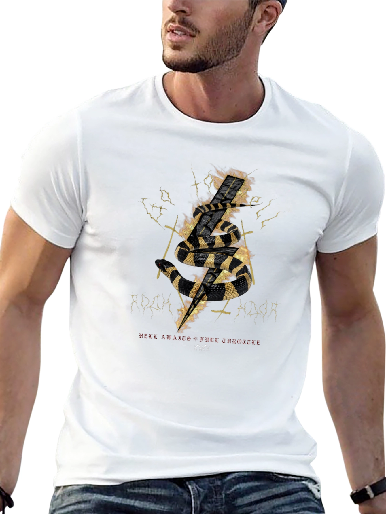 Black Snake Lightning Bolt Graphic Tee