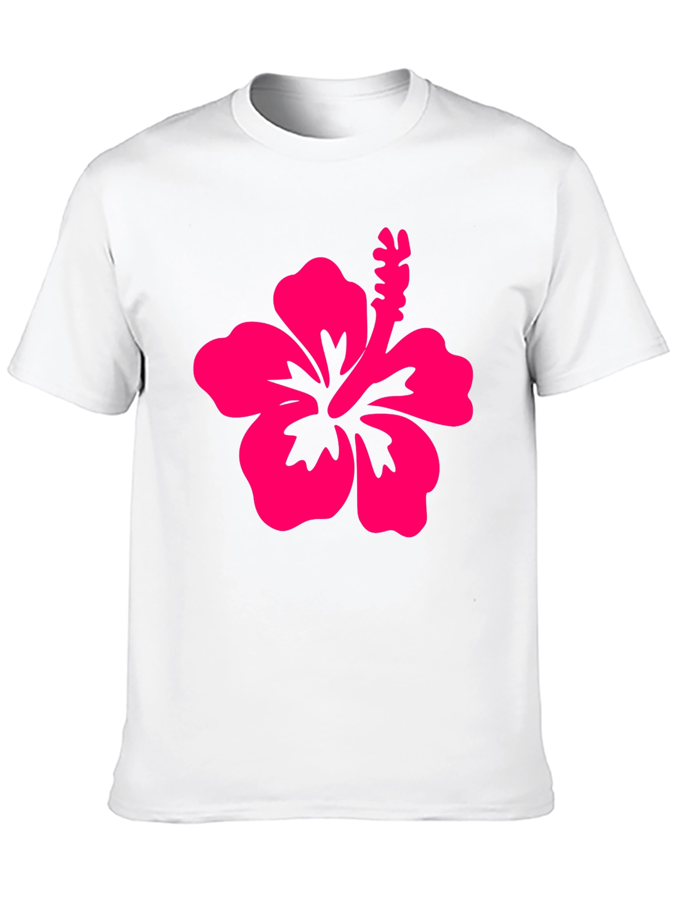 Black T-Shirt with Pink Hibiscus Flower Graphic