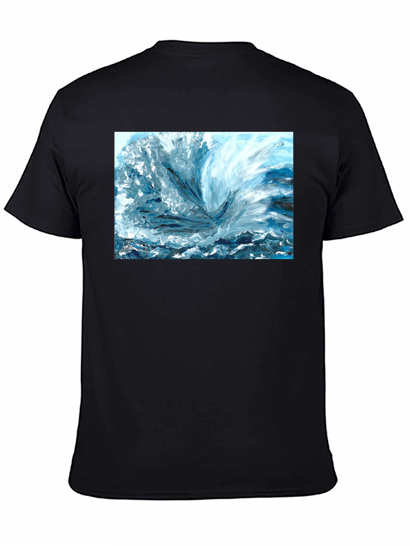 Abstract Wave Art Graphic Tee - Black