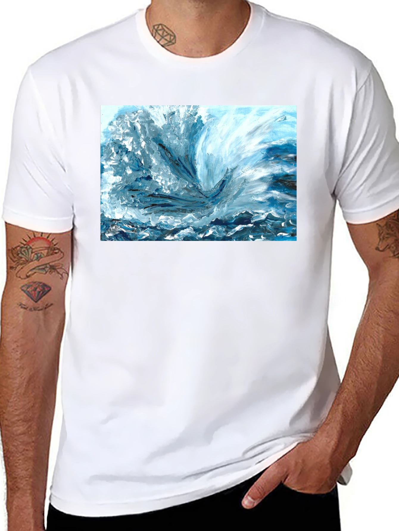 Abstract Wave Art Graphic Tee - Black