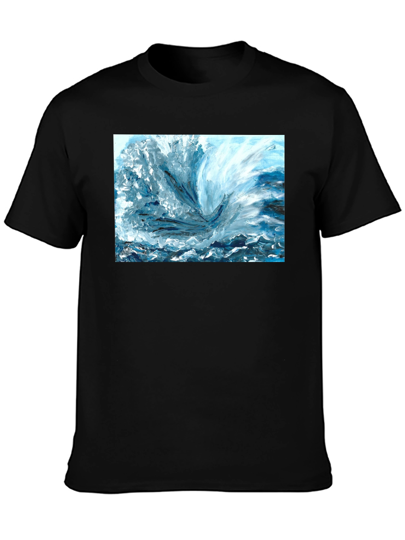 Abstract Wave Art Graphic Tee - Black
