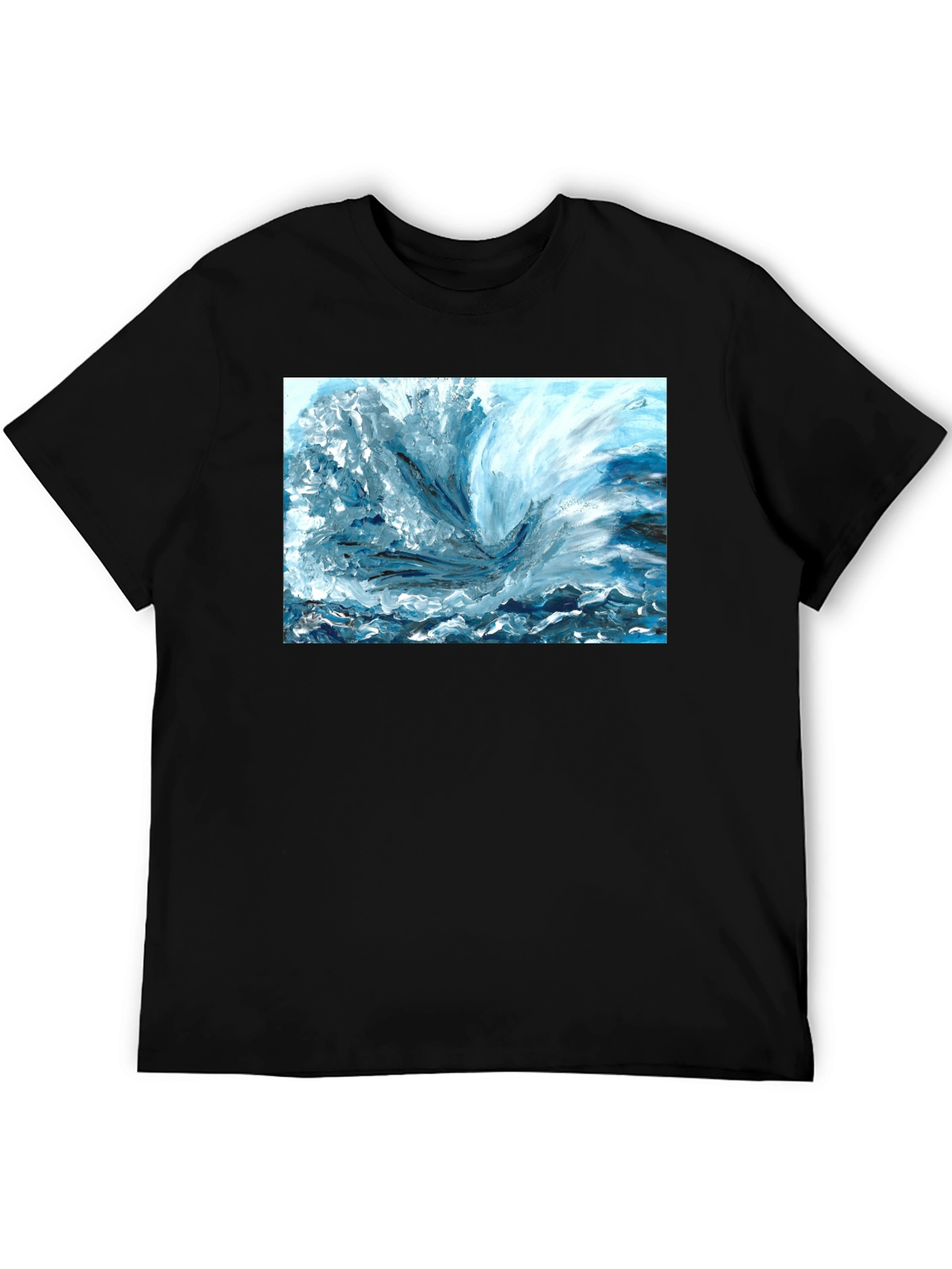 Abstract Wave Art Graphic Tee - Black