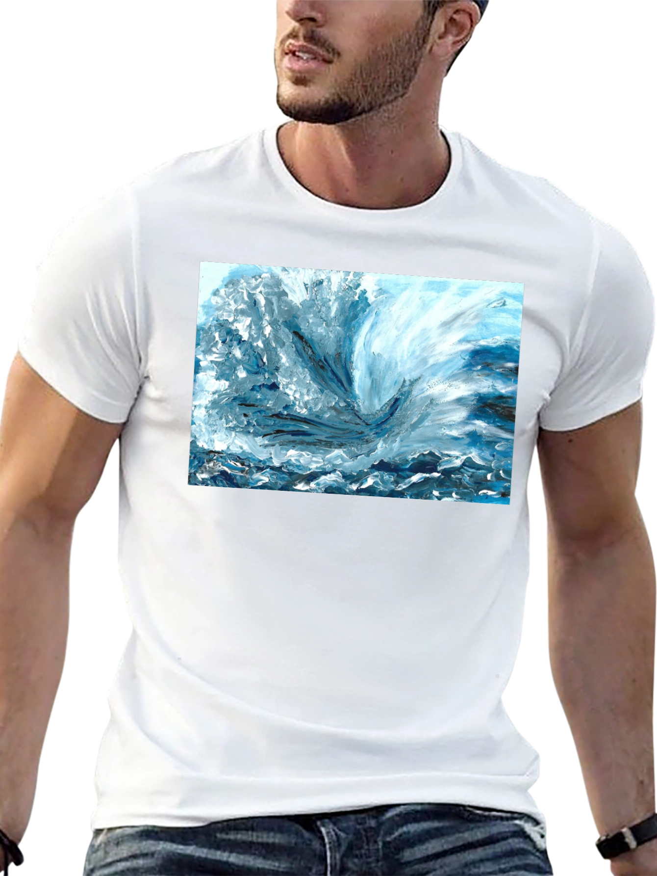 Abstract Wave Art Graphic Tee - Black