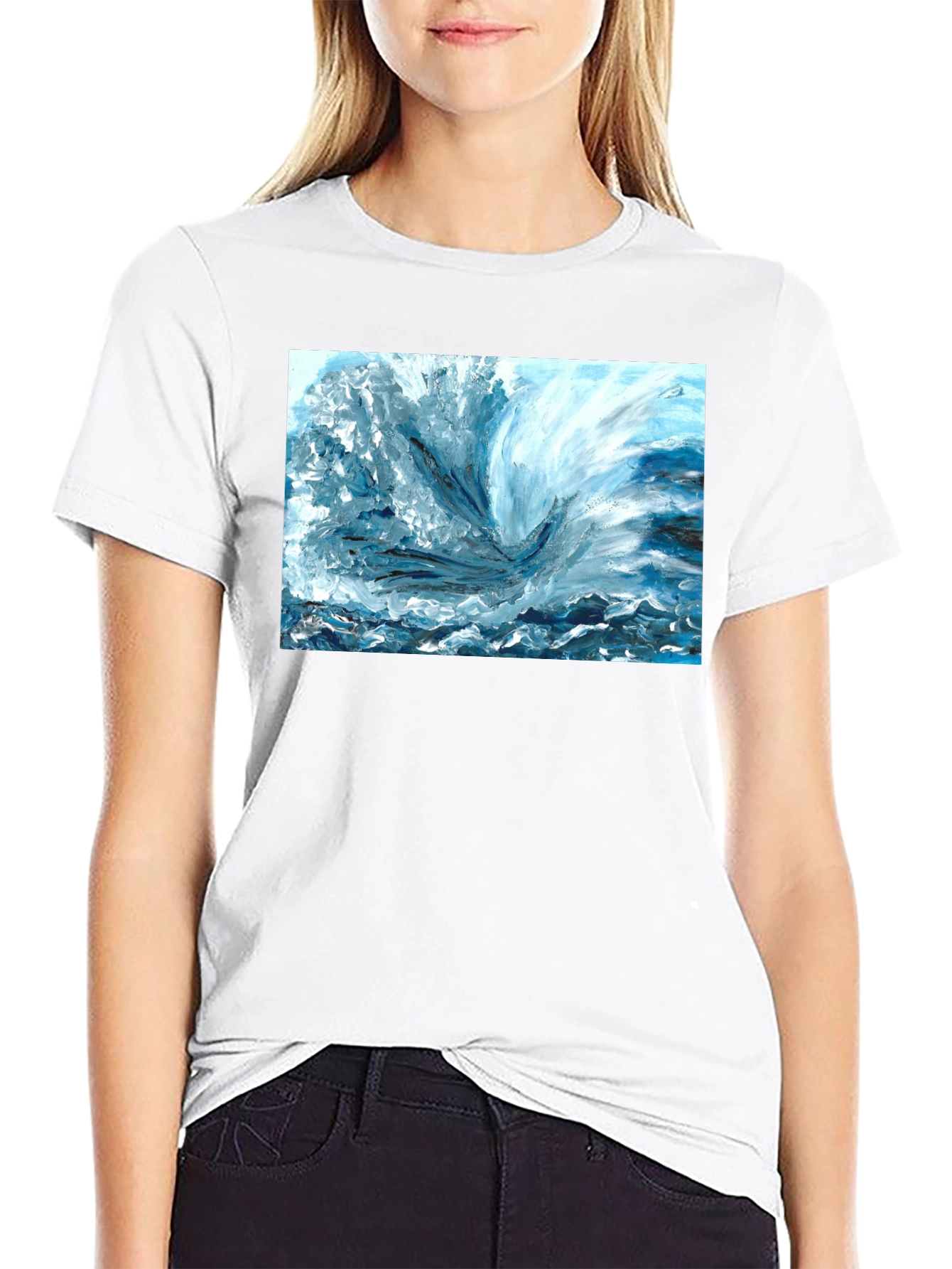 Abstract Wave Art Graphic Tee - Black