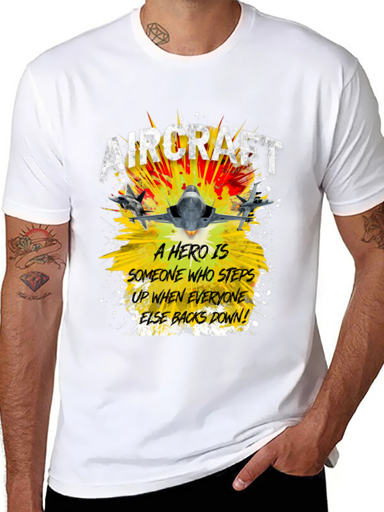 Aircraft Hero Graphic T-Shirt - Step Up Back Down!