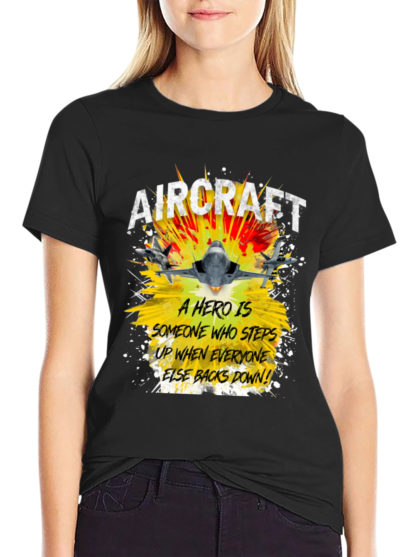 Aircraft Hero Graphic T-Shirt - Step Up Back Down!