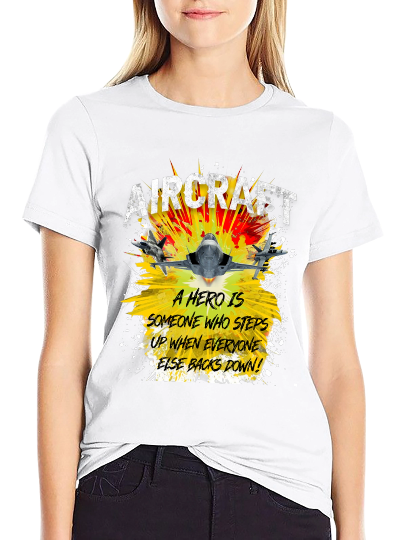 Aircraft Hero Graphic T-Shirt - Step Up Back Down!