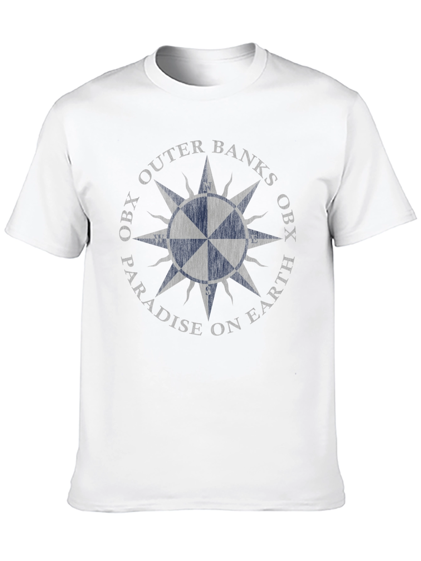 Outer Banks OBX Paradise Earth Compass Black T-Shirt