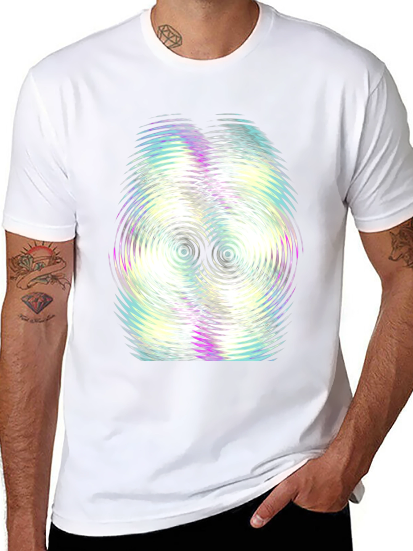 Abstract Ripple Graphic Tee - Black