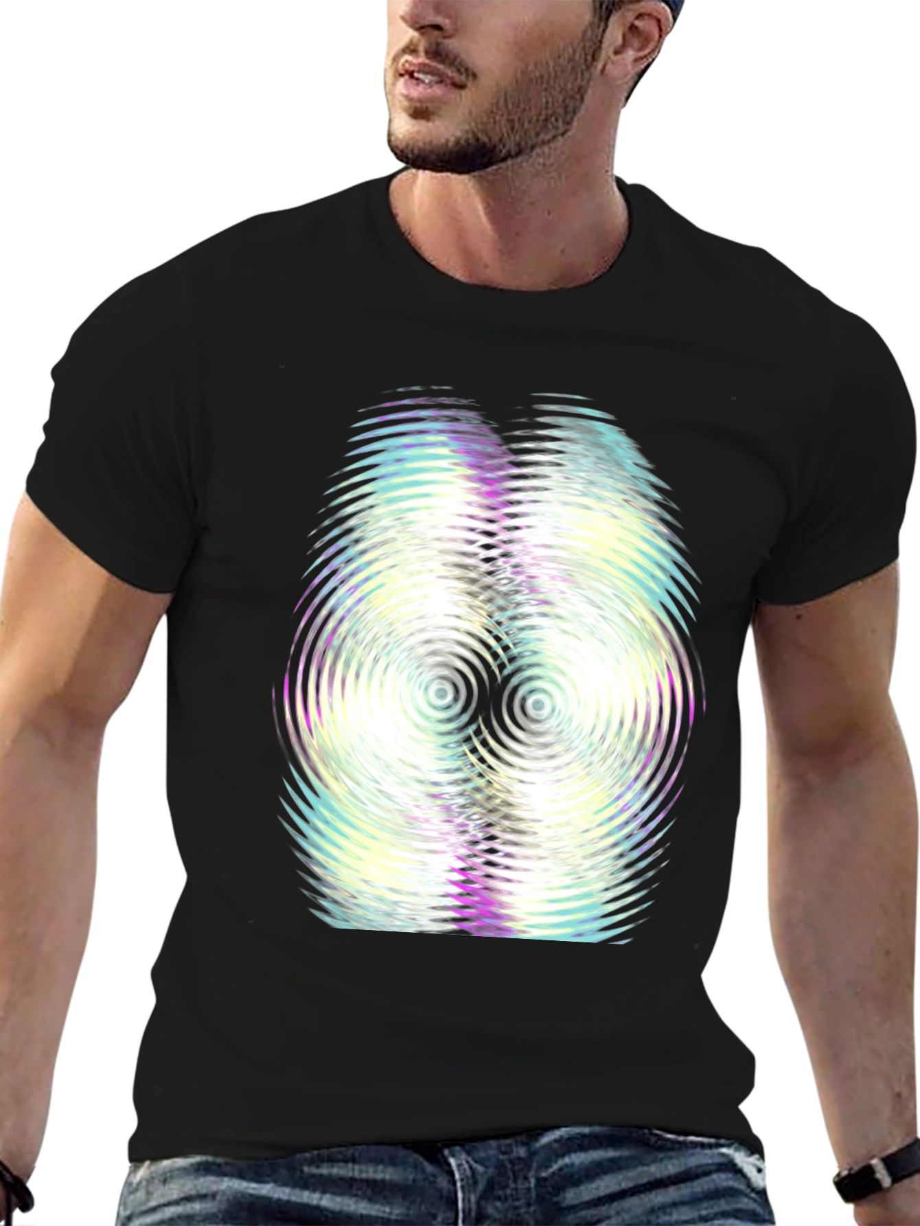 Abstract Ripple Graphic Tee - Black