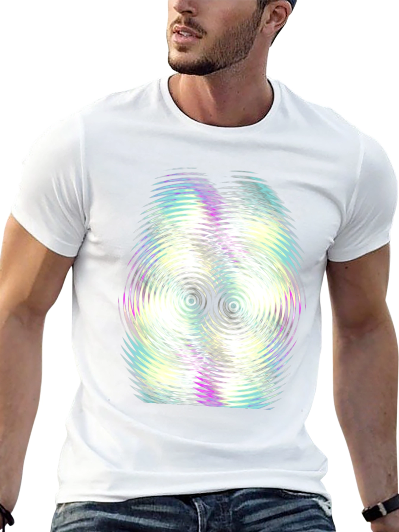 Abstract Ripple Graphic Tee - Black