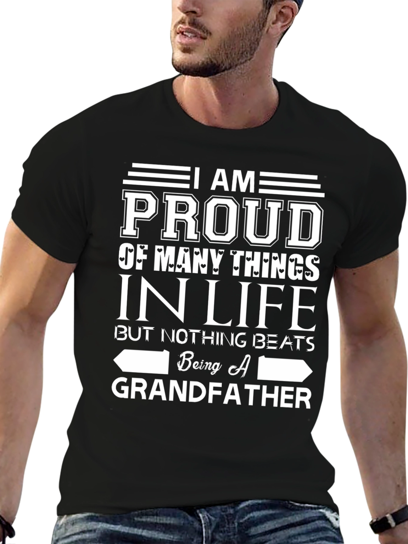 Proud Grandfather Graphic T-Shirt - Black