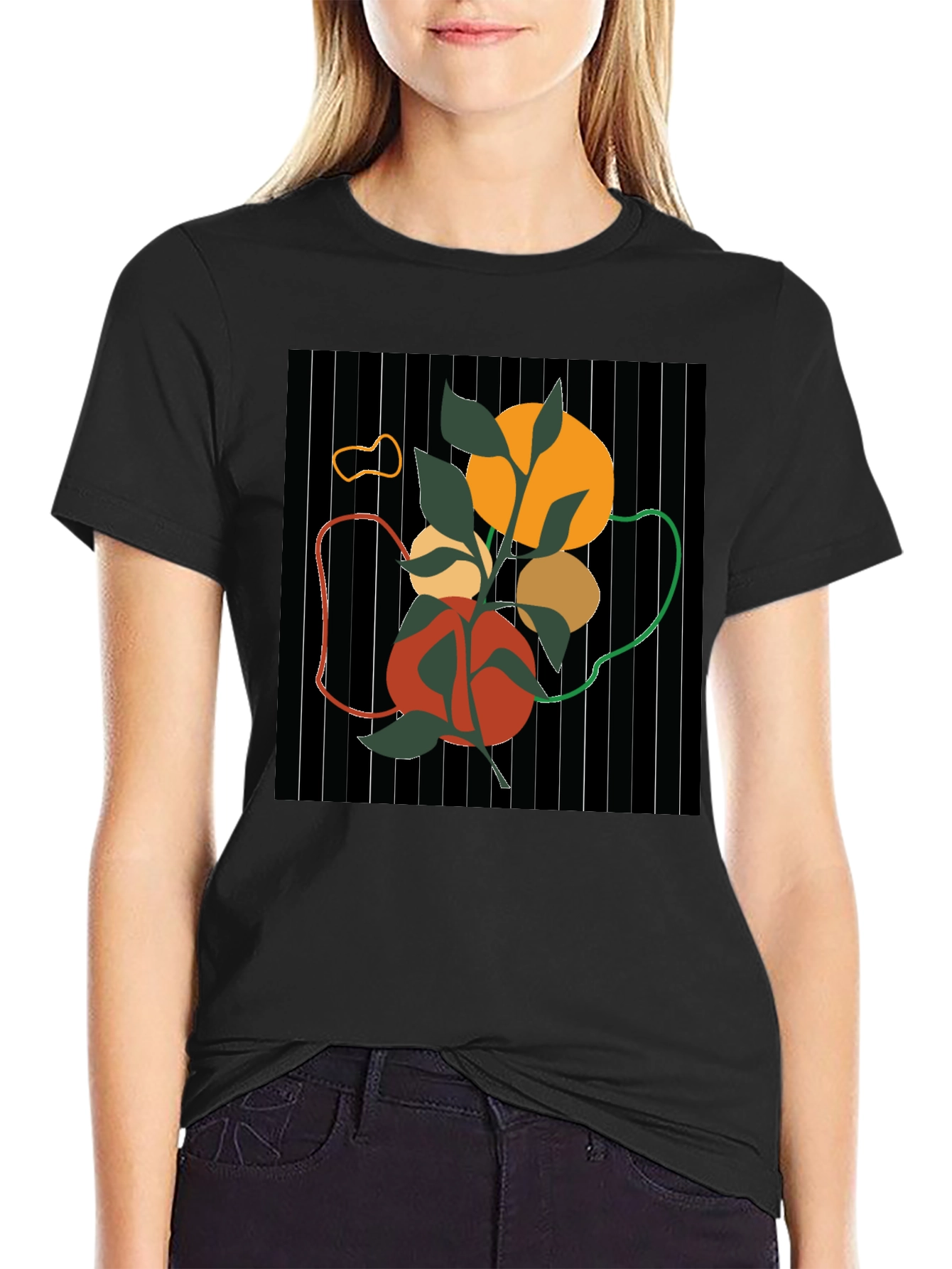 Abstract Nature Graphic Black T-Shirt
