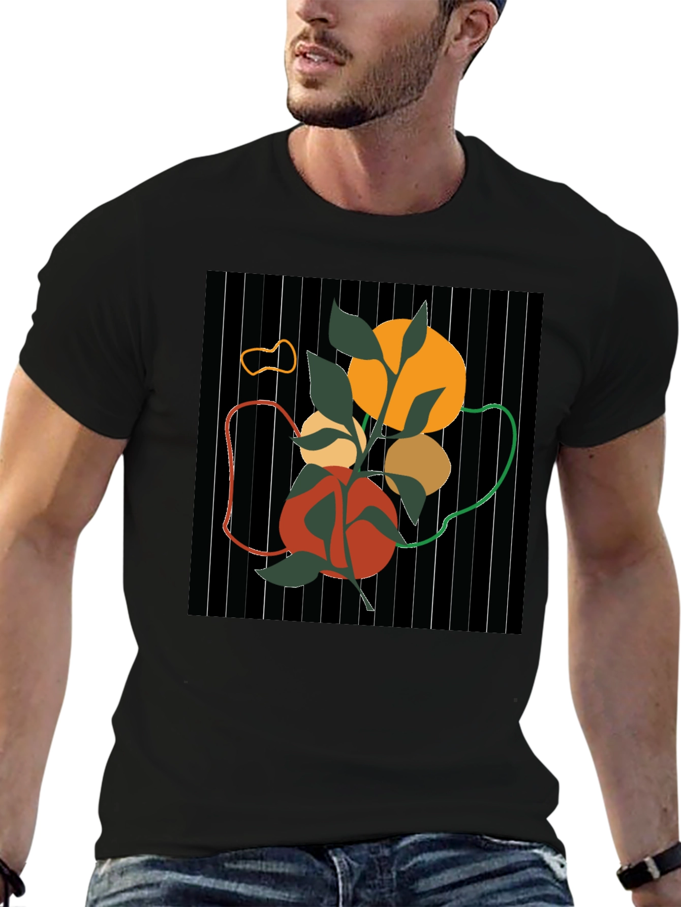Abstract Nature Graphic Black T-Shirt