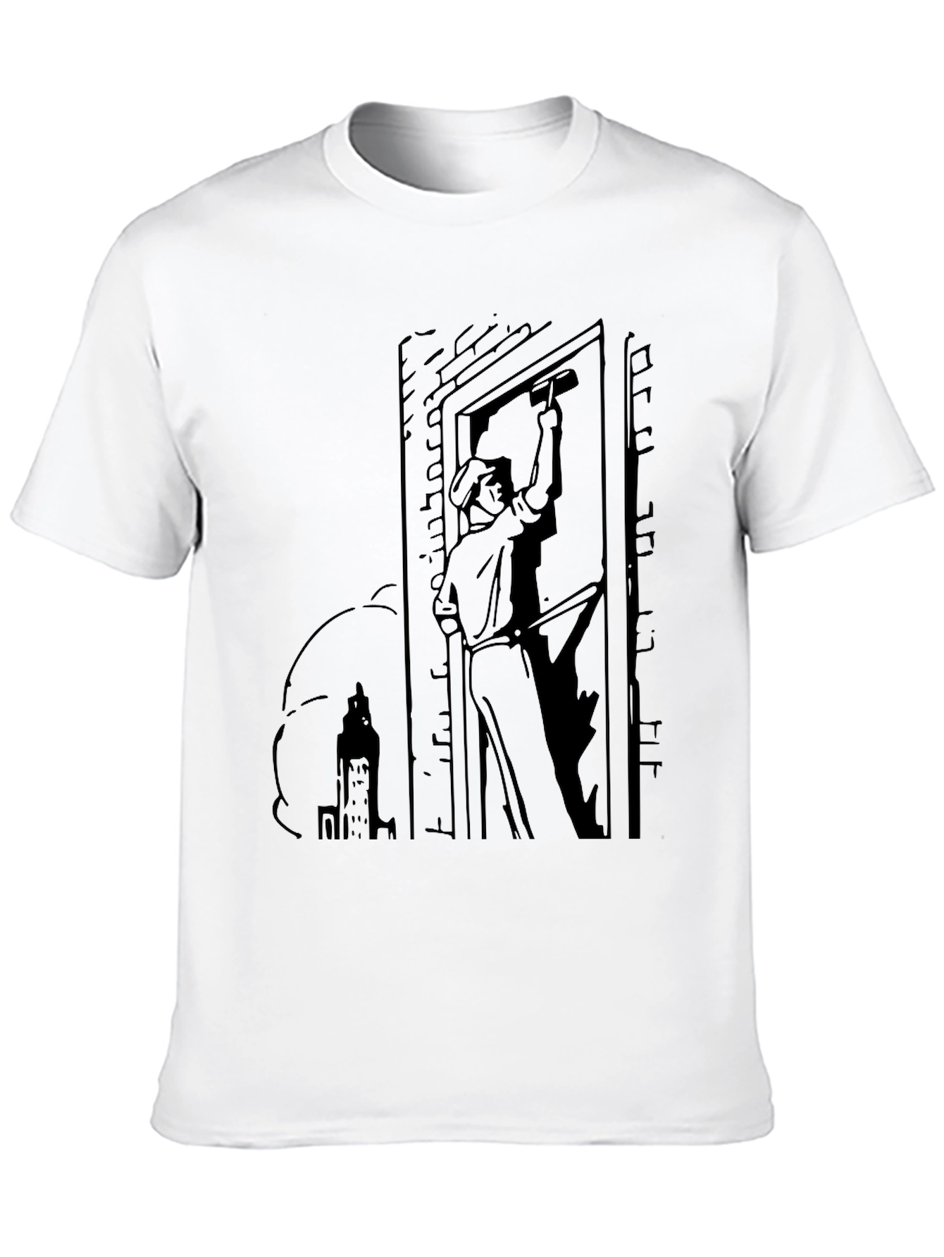 Worker Graphic Tee - Black Cotton Blend